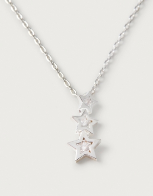 Estella Bartlett Silver Plated Star and Cubic Zirconia Droplet Necklace