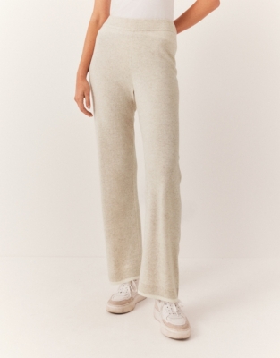 Exposed Seam Tipped Wide Leg Trousers with Cashmere