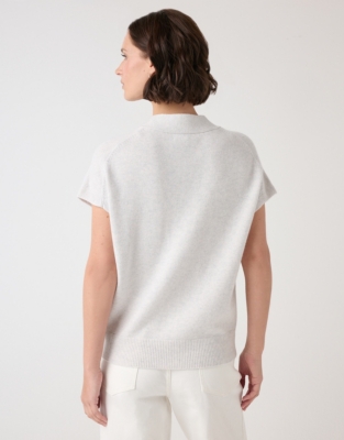 Extended Shoulder Button Through Knitted Tank