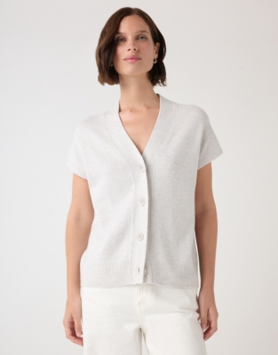 Extended Shoulder Button Through Knitted Tank