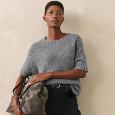 Extended Shoulder Knitted Jumper with Alpaca