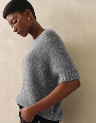 Extended Shoulder Knitted Jumper with Alpaca
