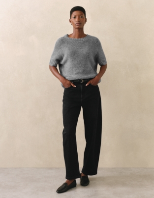 Extended Shoulder Knitted Jumper with Alpaca