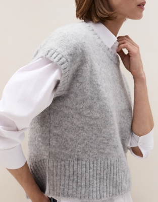 Extended Shoulder Knitted T-shirt with Alpaca 