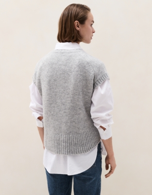 Extended Shoulder Knitted T-shirt with Alpaca 
