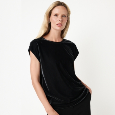 Extended Shoulder Velvet Jersey Top