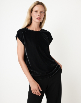 Extended Shoulder Velvet Jersey Top