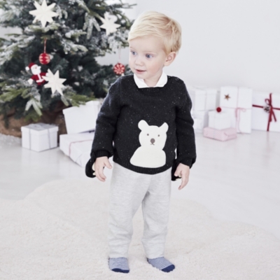 Fluffy Lumi Polar Bear Jumper | Baby's First Christmas | The White ...