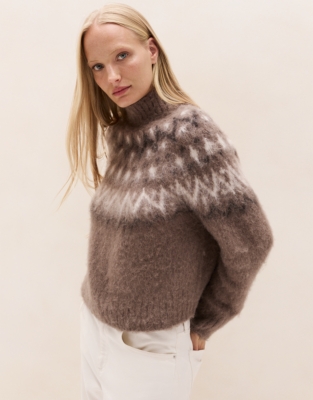 Fair Isle Funnel-Neck Jumper with Alpaca