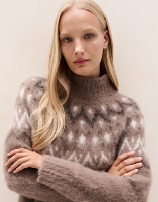 Fair Isle Funnel-Neck Jumper with Alpaca