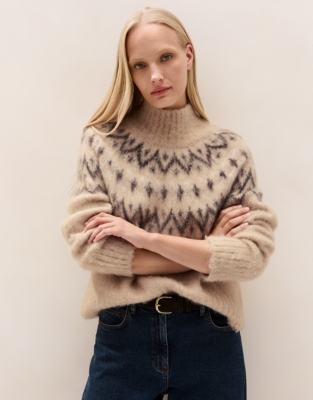 Fair Isle Funnel-Neck Jumper with Alpaca