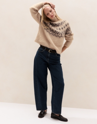 Fair Isle Funnel-Neck Jumper with Alpaca - Natural Marl