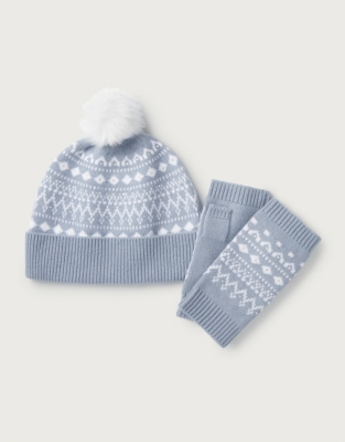 Fair Isle Hat & WristWarmers Gift Set All Clothing Sale The White