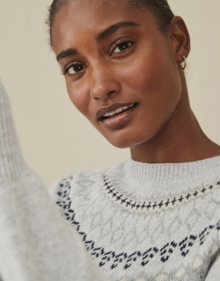White company fairisle jumper sales