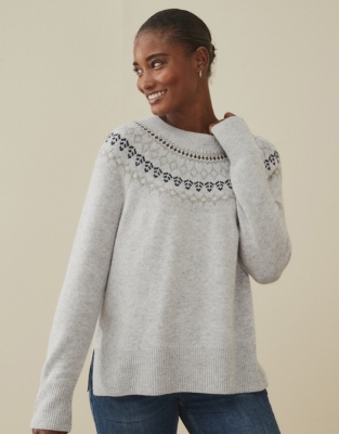 White company fairisle clearance jumper