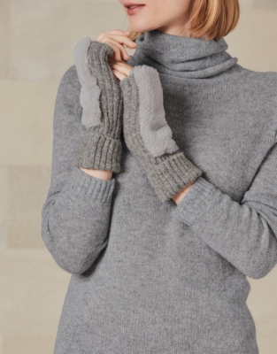 FauxFur & Knit WristWarmers All Clothing Sale The White Company US