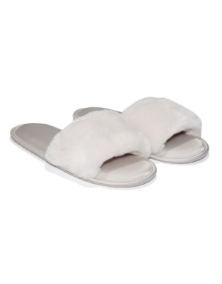 white satin slippers