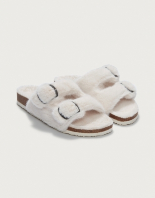 Fuzzy best sale buckle sandals