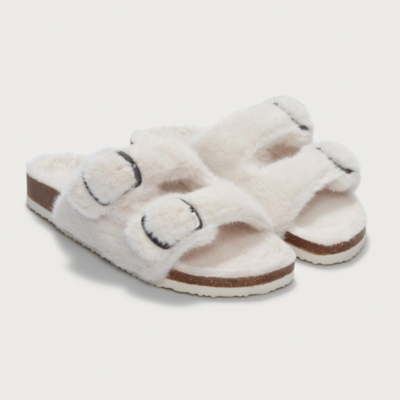 Faux Fur Buckle Cork Slider Slippers Slippers Socks Sleep