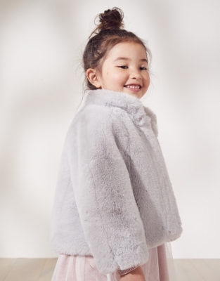 White company faux fur on sale jacket