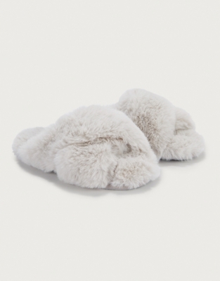 FauxFur Cross Slider Slippers The White Company Wishupon