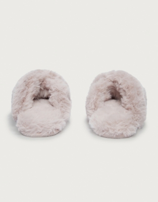 Faux Fur Cross Slider Slippers
