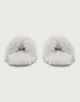 Faux Fur Cross Slider Slippers