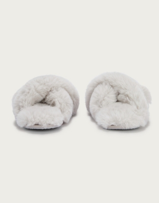 white company fluffy slippers