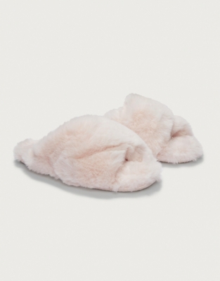 white company fluffy slippers