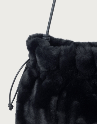 Faux Fur Drawstring Clutch