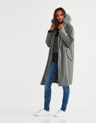 Faux Fur Lined Parka Coat