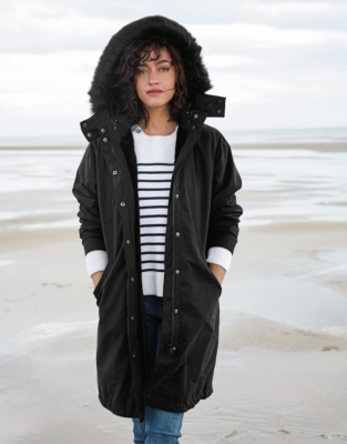 Black Faux Fur Lined Parka