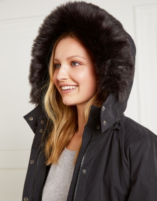 white company faux fur coat