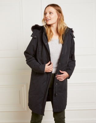 white company faux fur coat