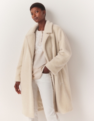 White faux fur hot sale coat cheap