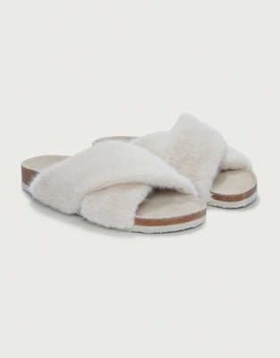 Faux Fur Slider Slippers Nightwear Robes Sale The White