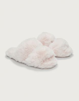 Faux-Fur Strap Slider Slippers | Slippers, Socks & Sleep Accessories ...