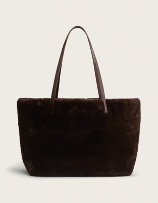 Faux Fur Tote Bag - Dark Chocolate