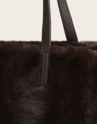 Faux Fur Tote Bag - Dark Chocolate