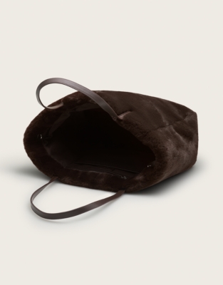 Faux Fur Tote Bag - Dark Chocolate