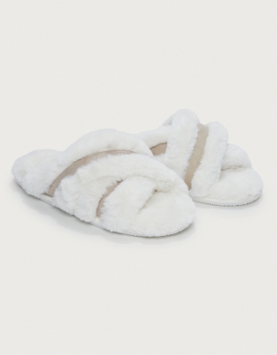 White company fur slippers new arrivals