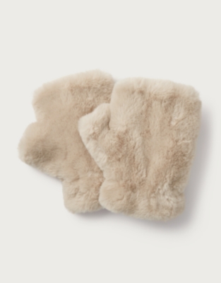 Faux Fur Wrist Warmers - Dusty Taupe