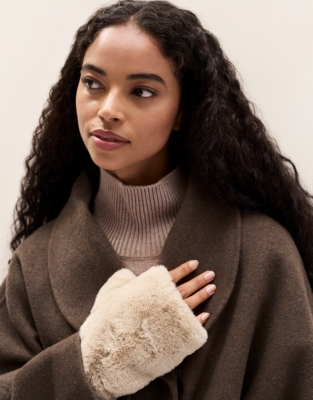 Faux Fur Wrist Warmers - Dusty Taupe