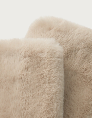 Faux Fur Wrist Warmers - Dusty Taupe