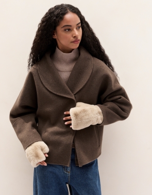 Faux Fur Wrist Warmers - Dusty Taupe