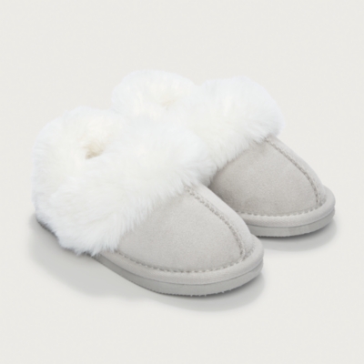 Faux Suede & Fur Mule Slippers