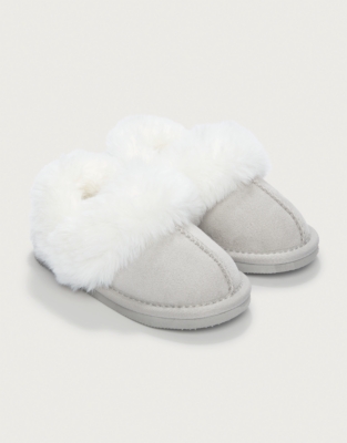 Faux Suede & Fur Mule Slippers