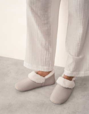 Faux Suede Cosy Boot Slippers - Pale Grey