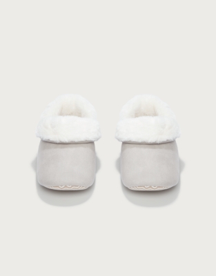 Faux Suede Cosy Boot Slippers - Pale Grey