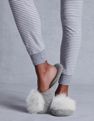 white company pom pom slippers